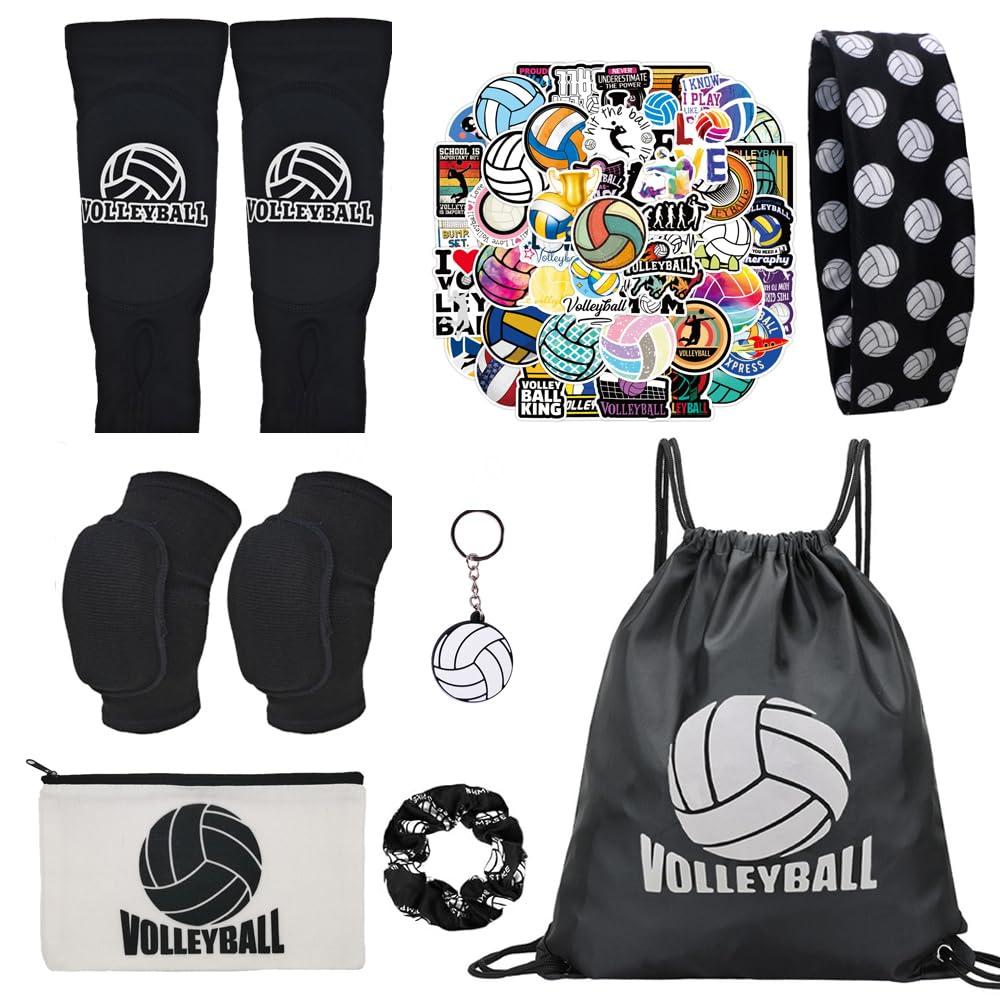 Volleyball Gifts for Teen Girls Beginner, Volleyball Accessories for Youth, Volleyball Knee Pads Arm Sleeves and Drawstring Bag