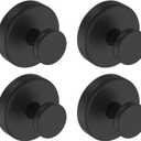 Suction Cup Hooks for Door Wreaths, Vacuum Suction Wreath Hanger for Front Door Window Glass, Bath Robe Looafh Shower Hooks for Inside Shower - 4 Pack, Black