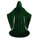Colorful House Unisex Deluxe Full Length Hooded Wizard Cape Velvet and Stain Double Deck Cloak Halloween Cosplay (170CM/67", Green Black)