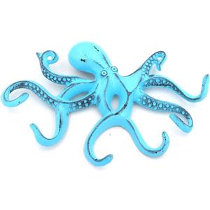 Octopus Keys Hook, Decorative Wall Mounted Nautical Wall Rack, Antique Key Holder Hook, Cast Aluminum Hanger for Coat, Hand Towel, Bathrobe, Jacket, Bedroom, Kitchen & Balcony (Distressed Blue)