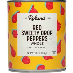 Roland Foods Red Sweety Drop Peppers, Specialty Imported Food, 28 Ounce Can, Pack of 1