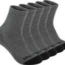 Mens 100% Cotton Cushioned Ankel Socks, Athletic Performance Running Moisture Wicking Breathable Quarter Socks (5 Pairs Grey)