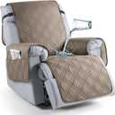 TAOCOCO 100% Waterproof Recliner Chair Cover, Non Slip Recliner Covers for Recliner Chair with Pocket, Washable Reclining Chair Cover Furniture Protector for Kids,Dogs(23.6'', Gray Taupe)
