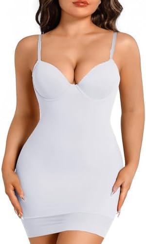 Shapewear Slip under Dress Shapewear Dress Undergarments for Dresses Body Shaper Dress Tummy Control with Built In Bra S