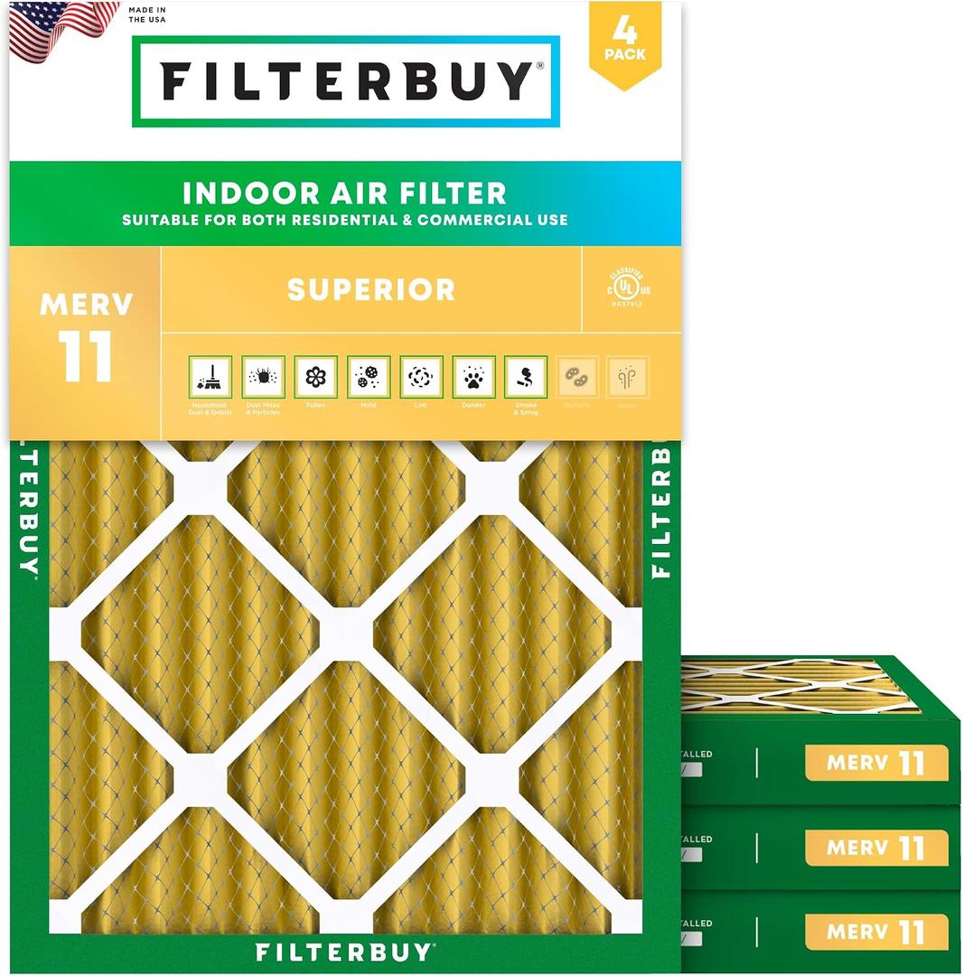 Filterbuy 30x32x2 Air Filter MERV 11 Pet & Allergy Defense (4-Pack)