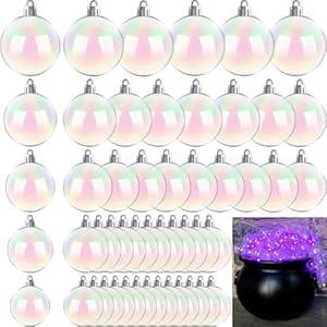 50 PCS Christmas Iridescent Ornaments,Clear Plastic Bubbles Hanging Filled Ornaments,Christmas DIY Hanging Rainbow Ball 5 Different Sizes for Xmas Tree Wedding Party Birthday Home Decorations