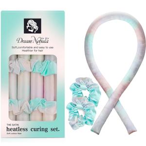 Satin Heatless Hair Curler Set for Overnight Waves - Friendly Curling Rod & Headband, No-Heat Natural Curls Hair Rollers (Dream Nebula)