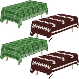 Srua Don 4 Pack Football Party Decorations Tablecloth, Football Party Supplies Table Cover, Football Table Decorations for Birthday Baby Shower Touch Down Game Day (86in x 55in)