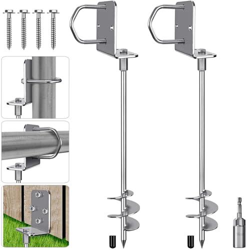 Multi-Purpose Trampoline Stakes ，Ground Anchors Screw in， Rebar Stakes 6-Piece Set Mobile Home Anchors, Heavy Duty-Earth Anchors for Sheds, Playgrounds, Swings