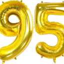 Number 95 Balloons for 95th Birthday Party Decorations, 0-100 Large No.95 Balloons for Women Men and Grandpa Grandma, 40 Inch Gold Foil Helium Balloons for 95 Year Old Anniversary Decorations