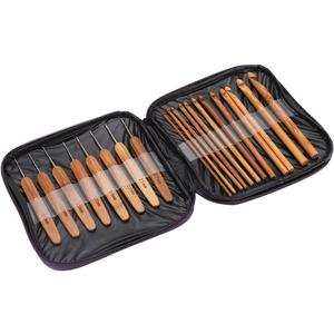 20pcs Bamboo Crochet Hooks Needles Knit Weave Craft Yarn DIY Sewing Tools Knitting Bamboo Crochet Hook Set with Case DIY Tools
