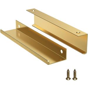 5 Pack Edge Gold Hidden Drawer Door Cabinet Handle Aluminum Alloy Finger Bar Pull Concealed Furniture Hardware Back Mount Dresser Handles for Kitchen Bathroom 150mm(5.9 Inch)
