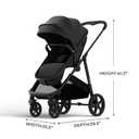 Mompush Wiz 2-in-1 Bassinet Stroller Reversible Seat, One-Hand Fold, Black