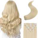 S-noilite Clip in Hair Extensions Real Human Hair 20 Inch Platinum Blonde Hair Extensions Remy Human Hair Clip In For Women Double Weft 8PCS Clip on Extension 150g #60