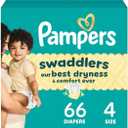 Pampers Swaddlers Diapers, Size 4 (15-34 lbs), 66 Count, Absorbent, Keeps Baby Dry and Comfortable, Skin Safe Disposable Baby Diaper (Packaging May Vary)