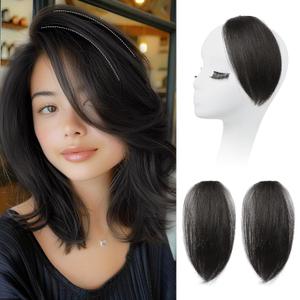 REECHO Clip in Hair Volumizer, Short Thick Clip in Hairpieces Adding Extra Hair Volume Extensions for Women with Thin Fine (Black Brown, 8 Inch(Pack of 2))