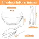FoldTier 8oz 6 Clear Plastic Candy Bowls, 4 Scoops and 4 Tongs Set Square Disposable Plastic Buffet Containers for Chip, Snacks Popcorn Candy Bar Birthday Party Supplies