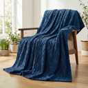 Horaldaily Solid Color Navy Blue Faux Fur Throw Blanket 50x60