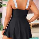 Aqua Eve Plus Size Two Piece Swimsuits for Women Tankini Bathing Suits Flowy Swim Dress with Shorts Black-Stripe 12W