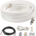 ICOOL 25 Ft. Mini Split Line Set 1/4 1/2 O.D. & 3/8 PE Thickened Insulated Coil Copper Pipes for Air Conditioner HVAC Refrigeration and Heating Equipment, with Fittings