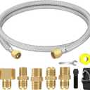 Upgraded 6 Feet High Pressure Braided Propane Hose Extension with Conversion Coupling 3/8" Flare to 1/2" Female NPT, 1/4" Male NPT, 3/8" Male Flare for BBQ Grill, Fire Pit, Heater