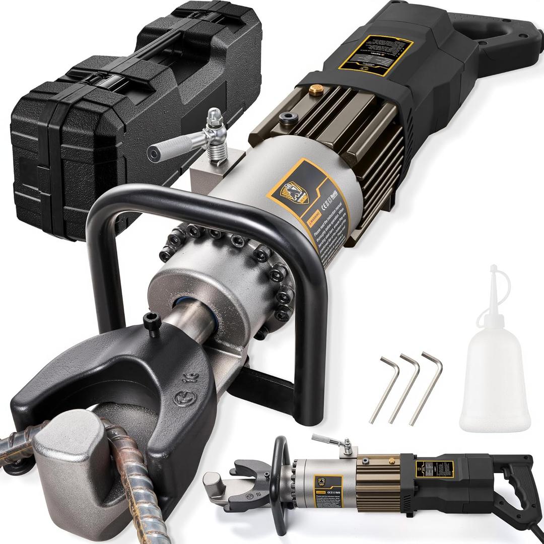 [Upgraded Version] Electric Rebar Bender with Brushless Motor, Bending up to 5/8 Inch 16mm #5 Rebar, Bend Angle 0-130°, 1100W Portable Hydraulic Rebar Bender Tool, Handheld Rebar Bender Machine, 110V