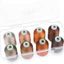 New brothread - 20 Options - 8 Snap Spools of 1000m Each Polyester Embroidery Machine Thread with Clear Plastic Storage Box for Embroidery & Quilting - Different Brown