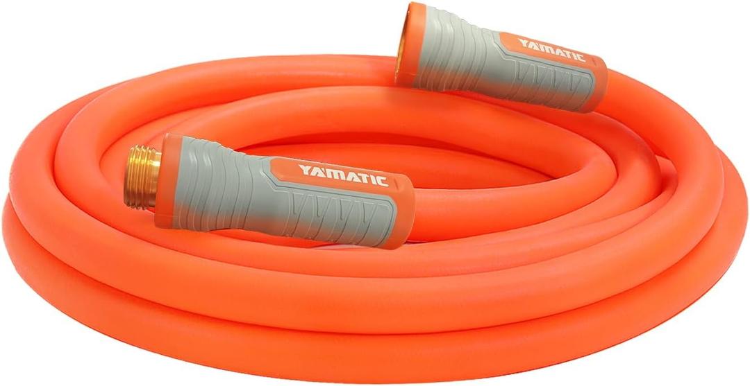 YAMATIC Heavy Duty Garden Hose 5/8 in x 15 ft with Swivel Fitting, Super Flexible Water Hose, All-weather, Lightweight, Burst 600 PSI (Orange)