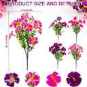 2 Set Artificial Outdoor Petunias Flowers with Hanging Baskets, 24 Pcs UV Resistant Faux Petunias Flowers with Hanging Planter for Front Door Porch Spring Outside Decor (2, RoseRed,RedViolet)