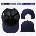 M/L/XL/XXL Oversize Flat Bill Baseball Cap for Men Women Quick Dry Snapback Hats Summer Mesh 5 Panel Cap (Blue, XXL)