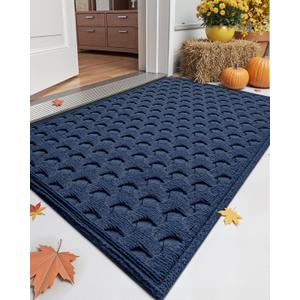 DEXI Front Door Mat 23x35, Non Slip Dirt Trapper Entry Mats for Inside Outside Entrance, Stain and Fade Resistant, Easy Clean Entryway Rug, Welcome Doormat, Patio, Navy Blue