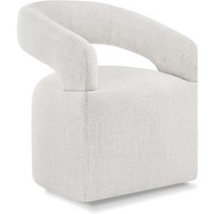 Upholstered Dining Chairs with Casters Modern Barrel Side Armchair with Rollers for Diningroom Bedroom Livingroom Reading Room, Beige, 1PCS