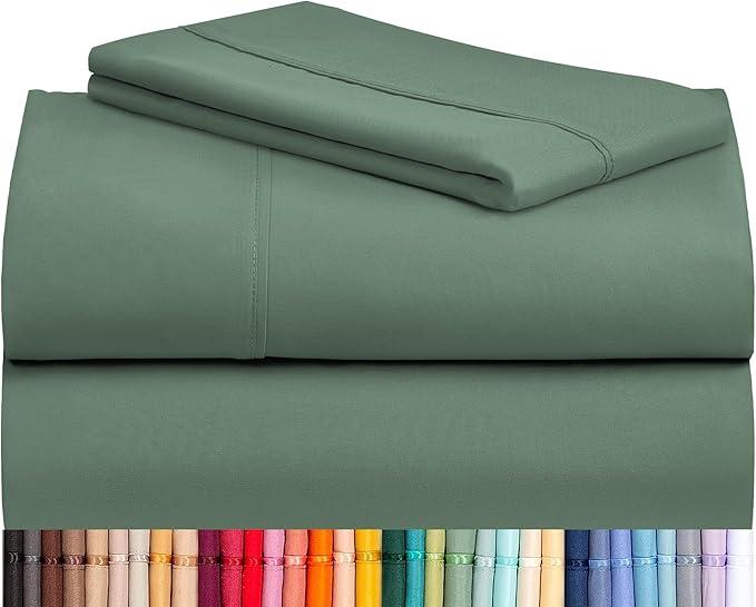 LuxClub Twin XL Sheets - Twin Bed Sheets for Boys and Girls, 3 PC Deep Pockets 18" Eco Friendly Wrinkle Free Kids Fitted Sheets Machine Washable Hotel Bedding Silky Soft - Tree Moss Green Twin XL, 11 - Tree Moss Green