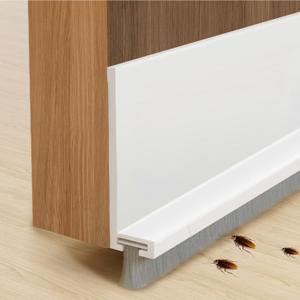 Door Sweep for Bottom of Door, 39.2" L Integrated Design with Brush, Self Adhesive Under Door Draft Stopper for Bottom of Door, Door Seal Dust/Noise/Hot or Cold Air Insulation, White 2" W (1 Pack)