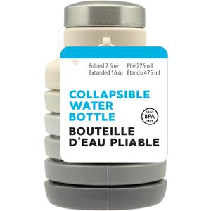 Jacent Collapsible Water Bottle, BPA-Free Silicone, 7.5-16 oz Capacity, with Clips for Backpack, Dishwasher Safe