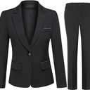 YUNCLOS Womens Suits 2 Piece Set Business Casual Long Sleeve Blazer and Pants Suit for Work Office (Large, Black)