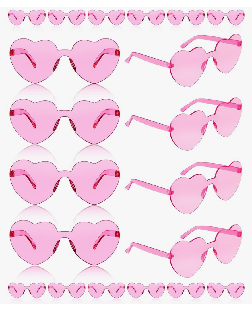 Frienda 20 Pairs Heart Shaped Sunglasses Rimless Candy Color Glasses for Women Men Party Favor