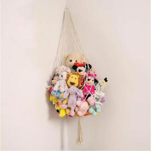 Amdermi Novel Stuffed Animal Hammock Corner Hanging Net for Stuff Aniaml Storage Macrame Toy Display Plush Toy Holder-Perfect for The Tiny Space Walls, Large (Cream)