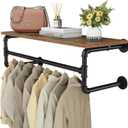 Clothes Rack with Top Shelf, 29.1in Industrial Pipe Wall Mounted Garment Rack, Space-Saving Display Hanging Clothes Rack, Heavy Duty Detachable Multi-Purpose Hanging Rod for Closet Storage