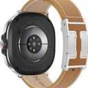 Magnetic Leather Band Compatible with Compatible with Samsung Galaxy Watch 8 40mm/44mm/Classic 46mm 2025,Magnetic Replacement Strap for Galaxy Watch 8 Women Men ((Epsom) Brown band+Silver Buckle)