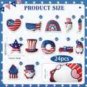 Oudain 24 Pcs Large 5 Inch Patriotic Star Tree Ornaments Stuffed Fabric Star 4th of July Memorial Day American Flag Decor Vase Filler Ornaments for Independence Day, Red White and Blue (Bright)