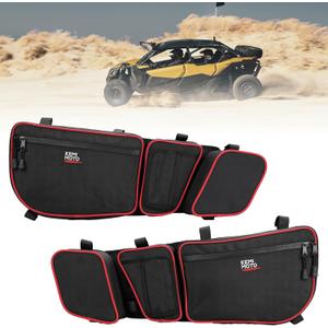 KEMIMOTO X3 Door Bags, Compatible with Can Am Maverick X3 and MAX models 2017-2025, with Cup Holder and Removable Knee Pads Door Storage Bags, Pack of 2, Red KEMIMOTO X3 Door Bags, Compatible with Can Am Maverick X3 and MAX models 2017-2025, with Cup Holder and Removable Knee Pads Door Storage Bags, Pack of 2, Red