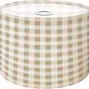 Lamp Shade Beige gingham pattern Seamless pastel check plaid beige white for Drum Lampshade for Floor Lamps Table Lamps Pendant Light 8.9"x11" Linen Lampshades Replacement Large Lamp Shade