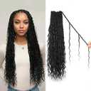 Senegalese Twist Crochet Hair Pure Protein Fiber Close to Human Hair 18 Inch Pre Looped Goddess Twist with Curly Ends 8 Packs Boho Island Twist Crochet Hair for Black Women (18Inch 1B)
