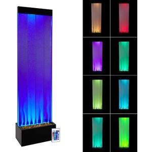 Alpine Corporation 72" Tall Indoor Floor Bubble Wall Fountain with Remote and Color-Changing LED Lights, Decorative Water Feature for Home or Office, Black