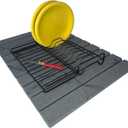 Stone Drying Mat + Foldable Black Metal Dish Rack Complete 2-Tier Kitchen Drying System Ultra Absorbent Dark Gray Mat for Plates, Glasses & Cutlery Modern & Hygienic Counter Organizer - 24"x16"
