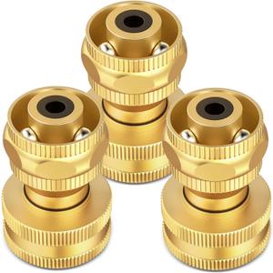 Twinkle Star Brass Hose Nozzle 3 Pack, 3/4 Inch Upgraded Heavy Duty Brass Power Nozzles, Adjustable Twist Pressure Sprayer for Garden, Patio