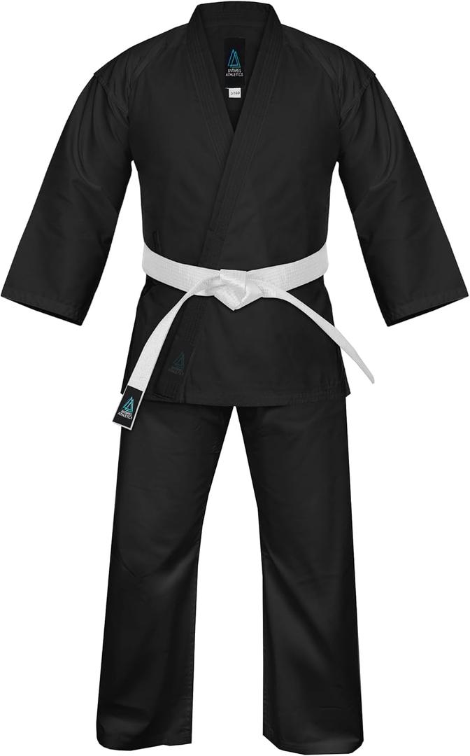 Antares Uniform for Kids & Adults Lightweight Student PJ Pants and Jackets for Martial Arts Uniform With Free Belt (8, Black)