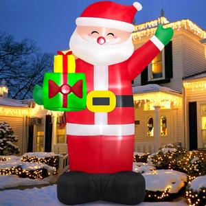 Danxilu 8Ft Christmas Inflatables Santa Claus Outdoor Decoration, LED Lights Inflatable Santa Claus with Gift Bag Giant Blow Up Outside Xmas Decorations for Yard Garden Lawn Party Holiday Decor