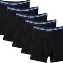 Amazon Essentials Men's Breathable Cotton Underwear Boxer Briefs, Tag-Free, Pack of 5, Medium, Black